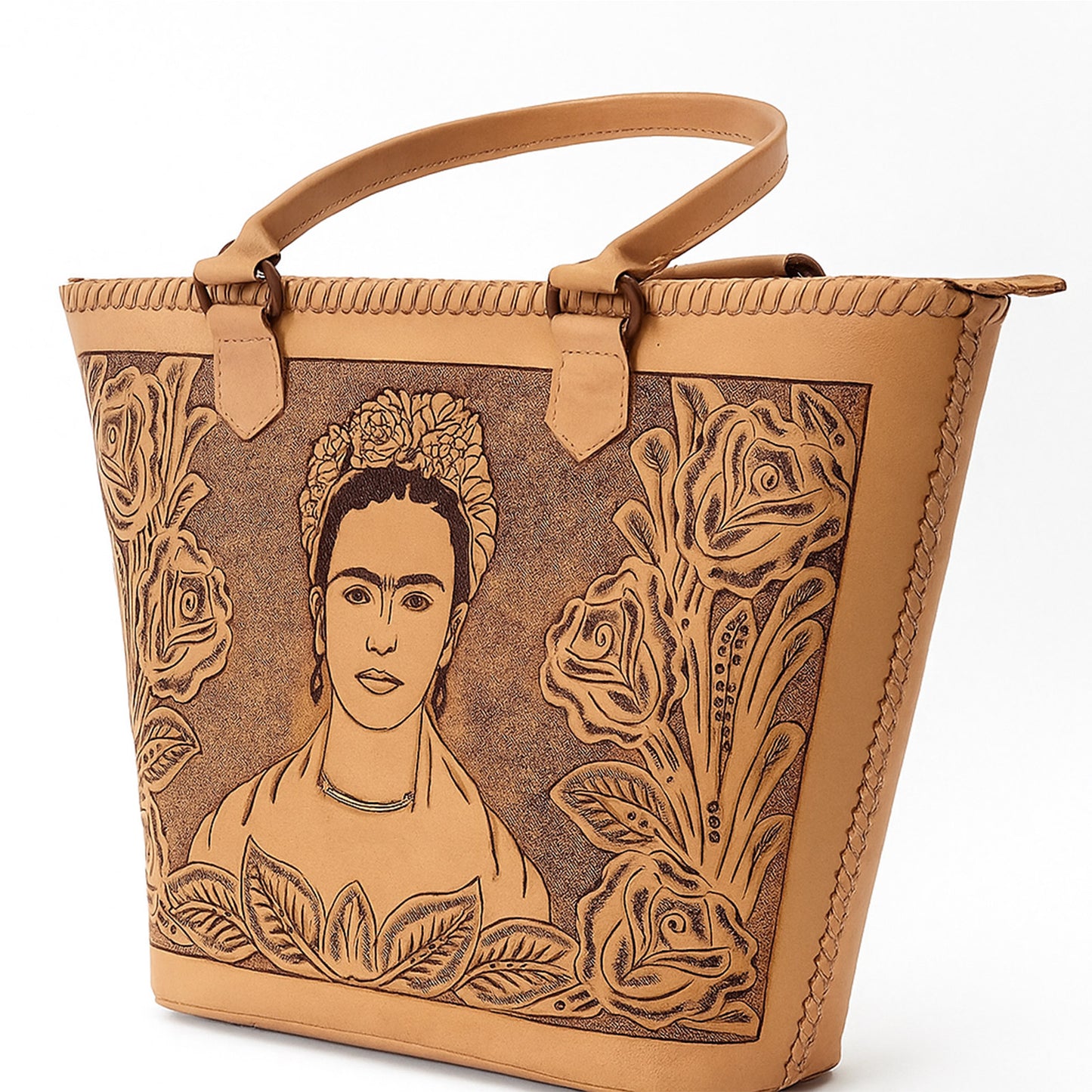 Hand-tooled leather bag, Tote Bag Frida
